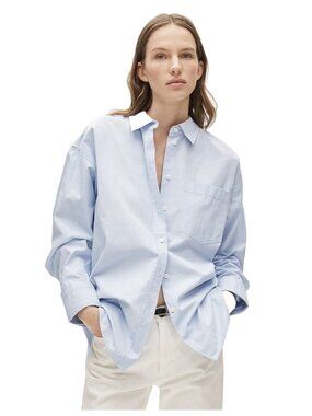J.Crew Petite Étienne Oversized Shirt In Lightweight Oxford Blue XSP Button Up